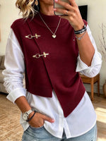 Chic Knit Vest And White Shirt Two-piece Set
