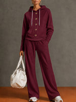 Casual Hooded Sweatshirt Two-piece Set
