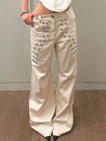 Women's High-waisted Solid Color Casual Loose Wide-leg Jeans