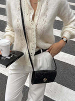Chic Openwork Mohair-blend Knit Cardigan