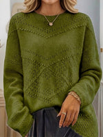 Knitted Sweater With Diamond Cut-out And Textured Dot Pattern
