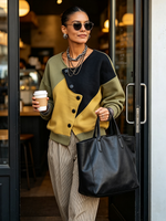Chic Stylish Asymmetric Colorblock Sweatshirt Jacket