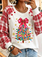 Christmas Tree Plaid Patchwork Sweatshirt