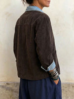 Women's Faux Two-piece Corduroy And Denim Patchwork Jacket