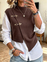Chic Knit Vest And White Shirt Two-piece Set