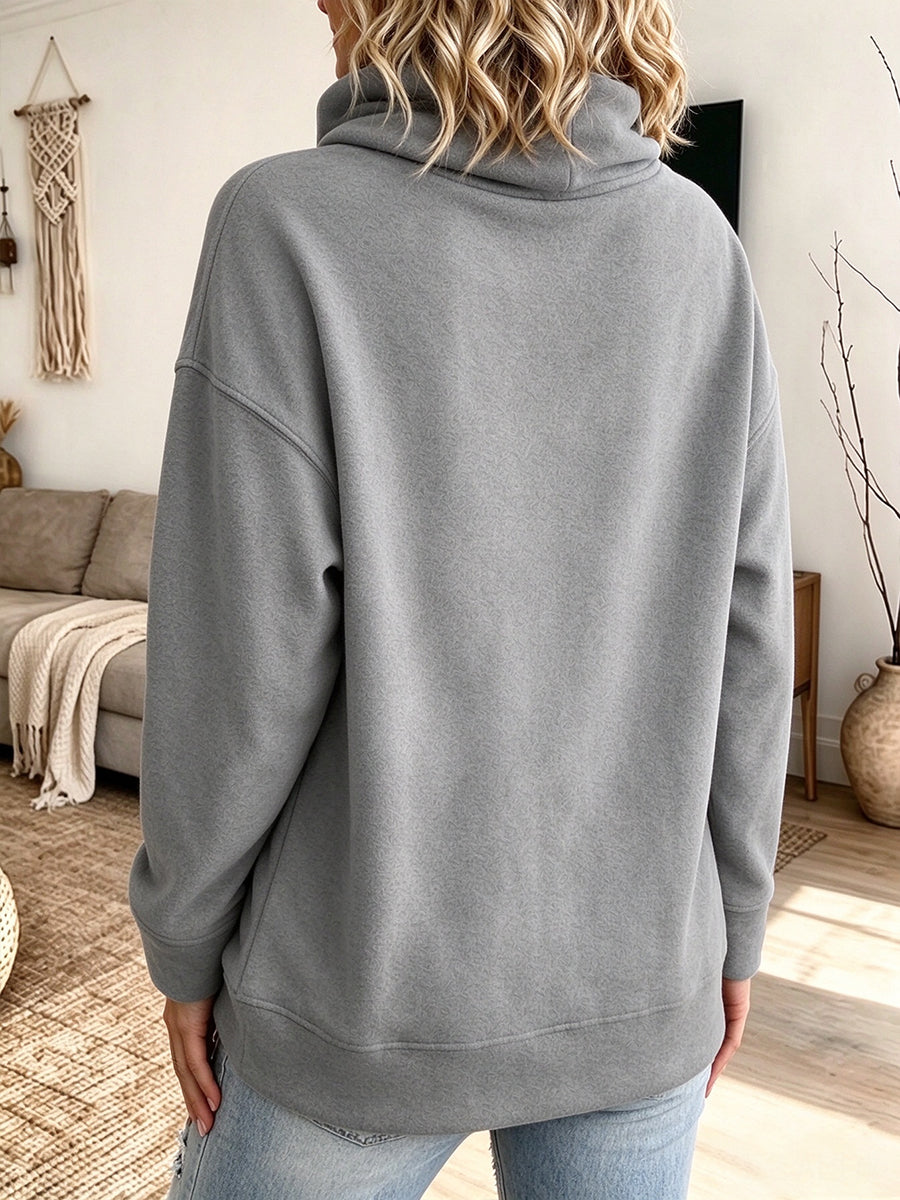 Cozy Asymmetric Cowl-Neck Pullover