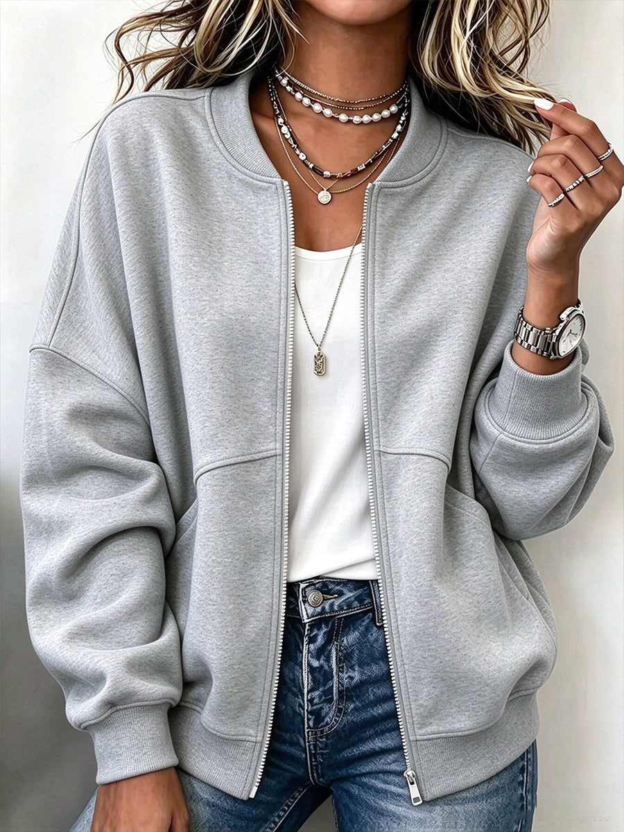 Casual Zip-up Cotton Sweatshirt Jacket