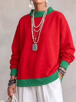 Loose-fit Long-sleeve Sweatshirt With A Crew Neck And Contrasting Polka-dot Pattern