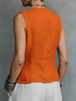 Casual Cotton-linen Blend Sleeveless Tank Top