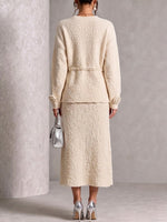 3d Floral Knit Cardigan & Cami Midi Dress Two‑piece Set