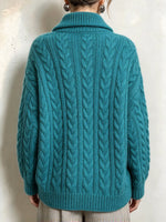 Casual Cable-knit Wool-blend Cardigan