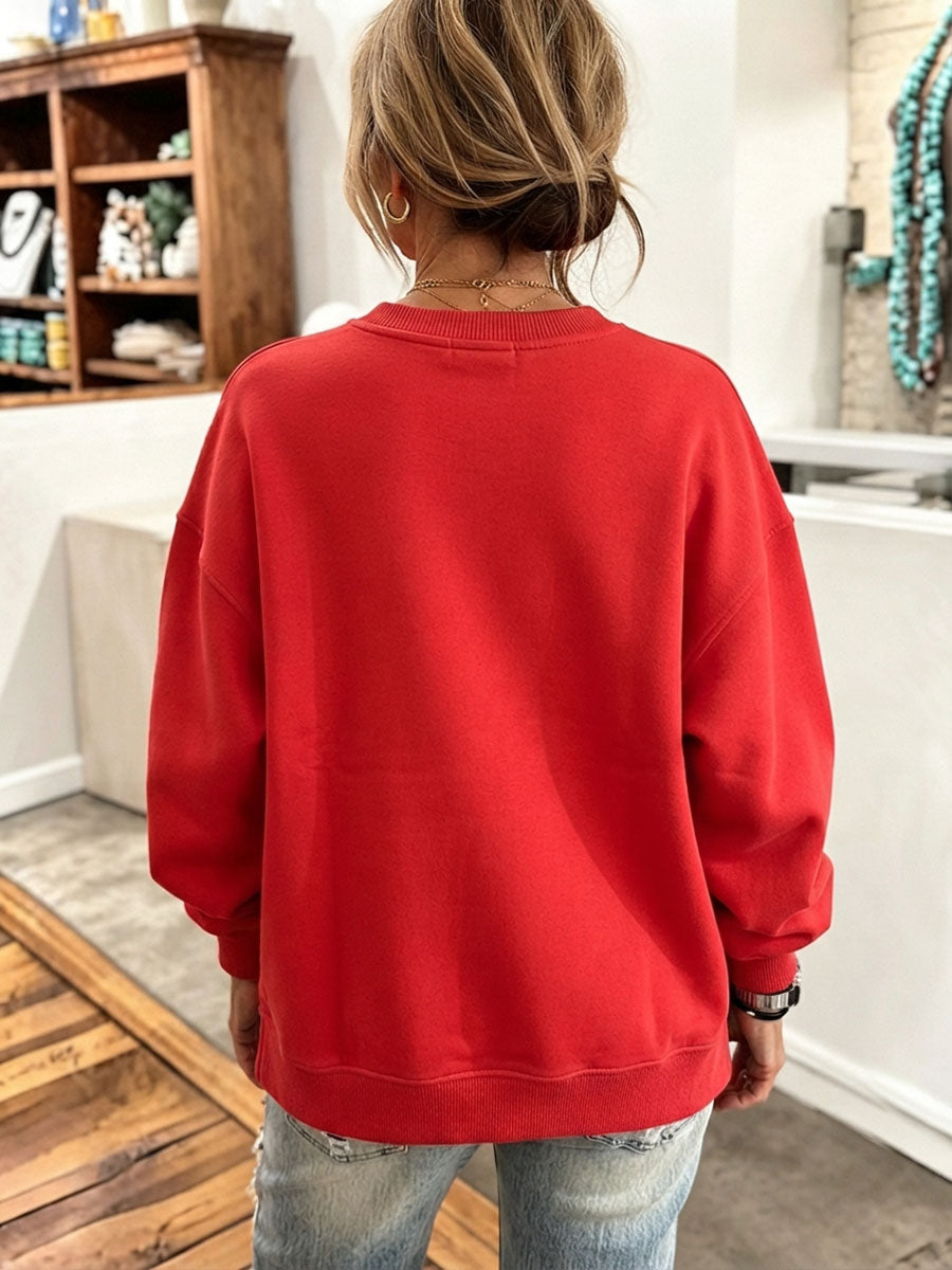 Cozy Stylish 3d Heart Red Oversized Sweatshirt