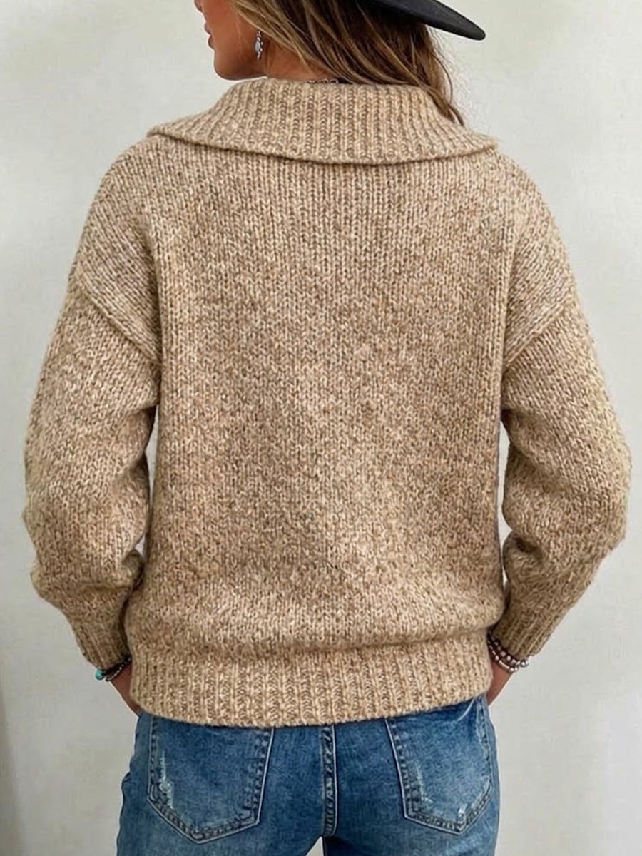 Toggle-button Collared Knit Sweater