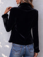 Vintage-inspired Exquisite Velvet Coat With Fur Collar