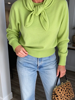 Casual Vibrant Lime Green Sweater Scarf Set