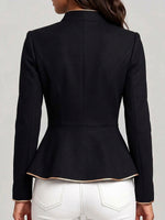 Women's Stand-collar Long-sleeve Casual Slim-fit Jacket With Contrast Trim