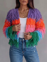 Ombré Knit Cardigan With Fringe