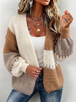 Boho Colorblock Chunky Knit Oversized Cardigan Sweater