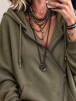 Cozy Asymmetric Zip-up Hooded Sweatshirt