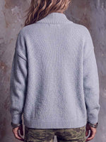 Women's Solid Color Stand Collar Long Sleeve Casual Loose Knit Cardigan