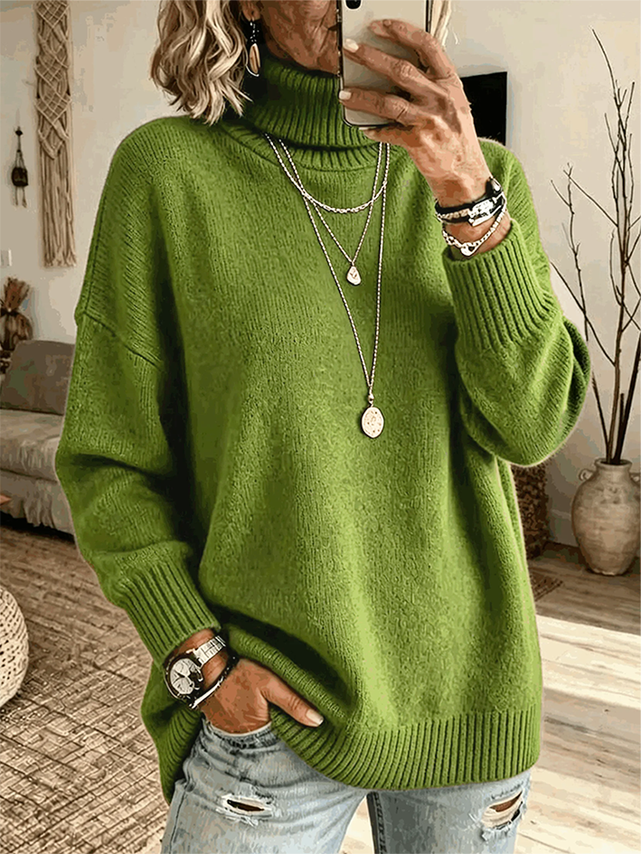 Casual Soft Turtleneck Sweater Top