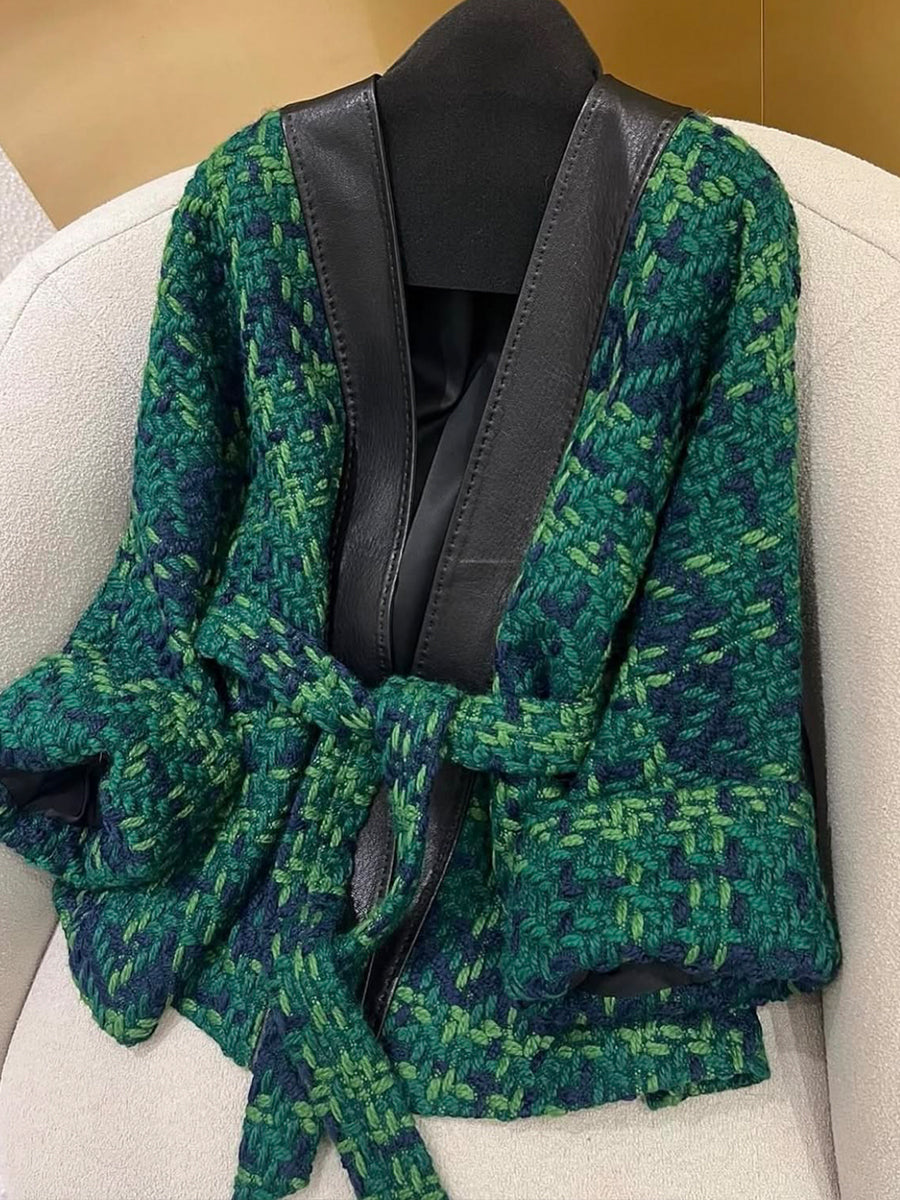 Elegant Textured Knit Wrap Jacket