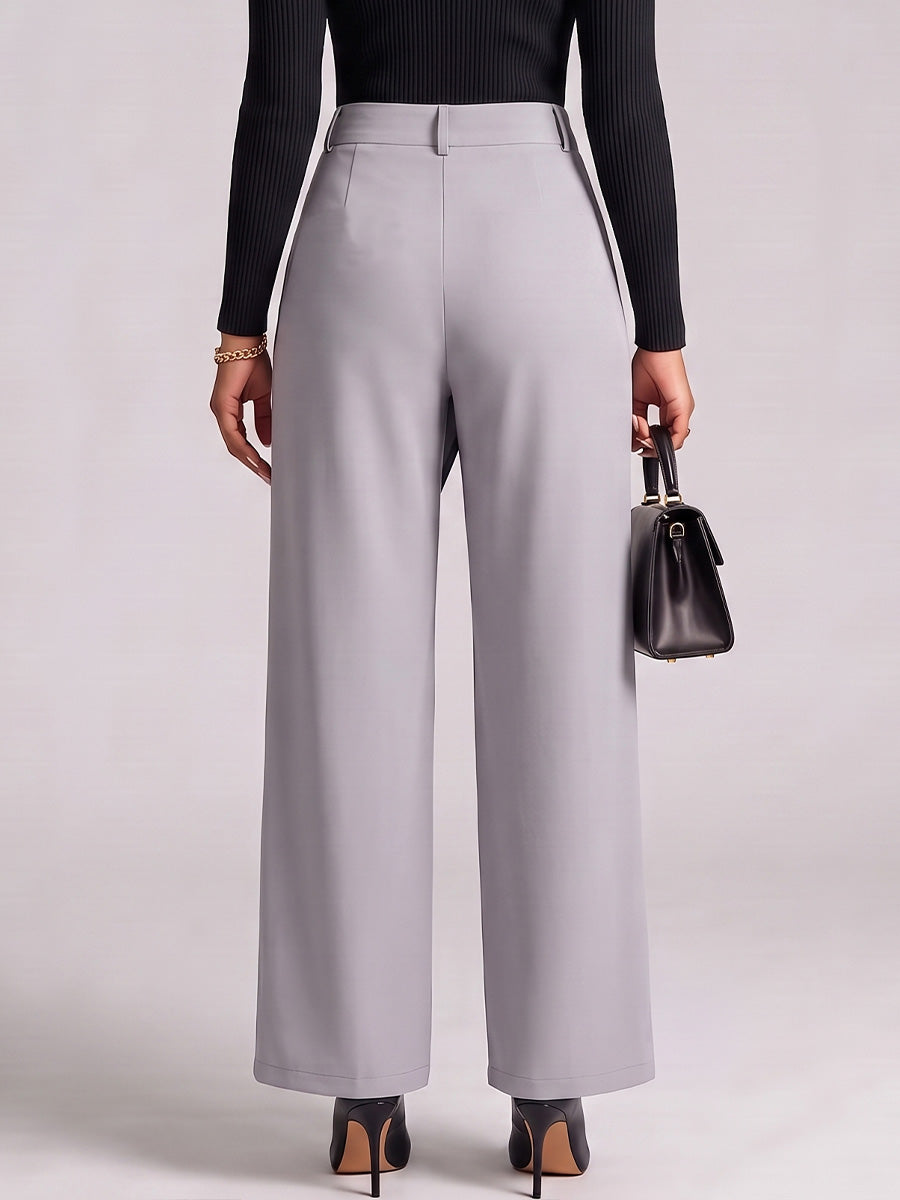 Women's Solid Color High-waisted Casual Loose Wide-leg Pants