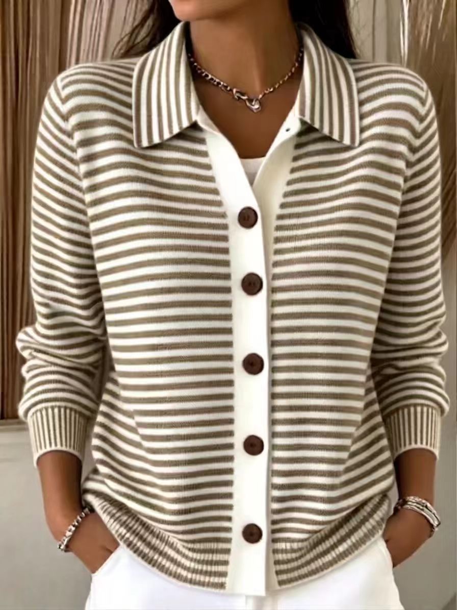 Cozy And Casual Striped Knit Cardigan