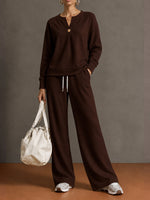 Chic Sky Blue Lounge Top & Wide-Leg Pants Set