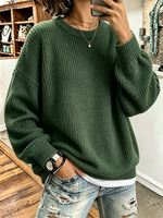Cozy Oversized Basic Model Thickened Ribbed Knit Sweater