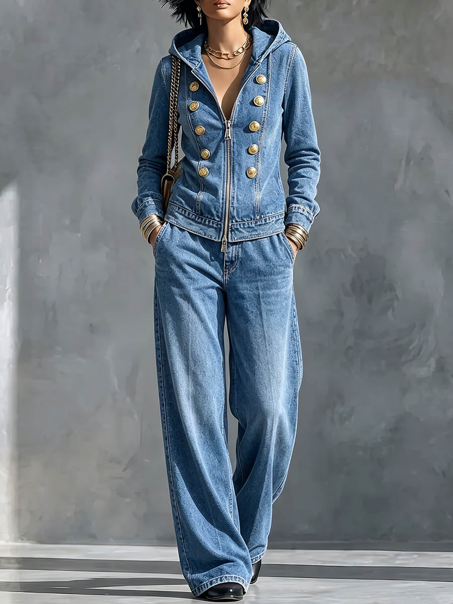 Women's High-waisted Casual Loose-fitting Wide-leg Jeans