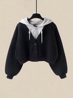 Casual Color-block Faux-layered Hooded Sweatshirt