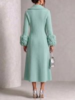 Double-breasted Knit Coat With 3d Rose Detailing On The Cuffs
