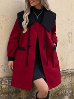 Color-block Wool Coat With Large Lapels