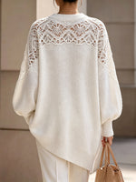 Elegant Crochet Yoke Oversized Knit Sweater