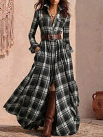 Retro Plaid Asymmetrical Slim-fit Dress