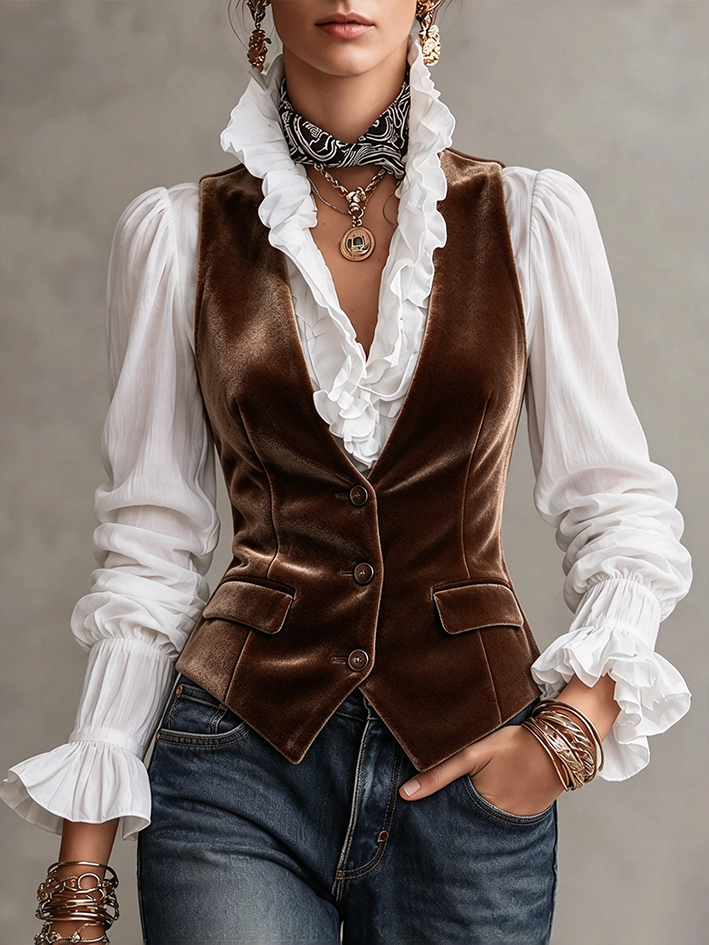 Casual Stylish Velvet Vest Top