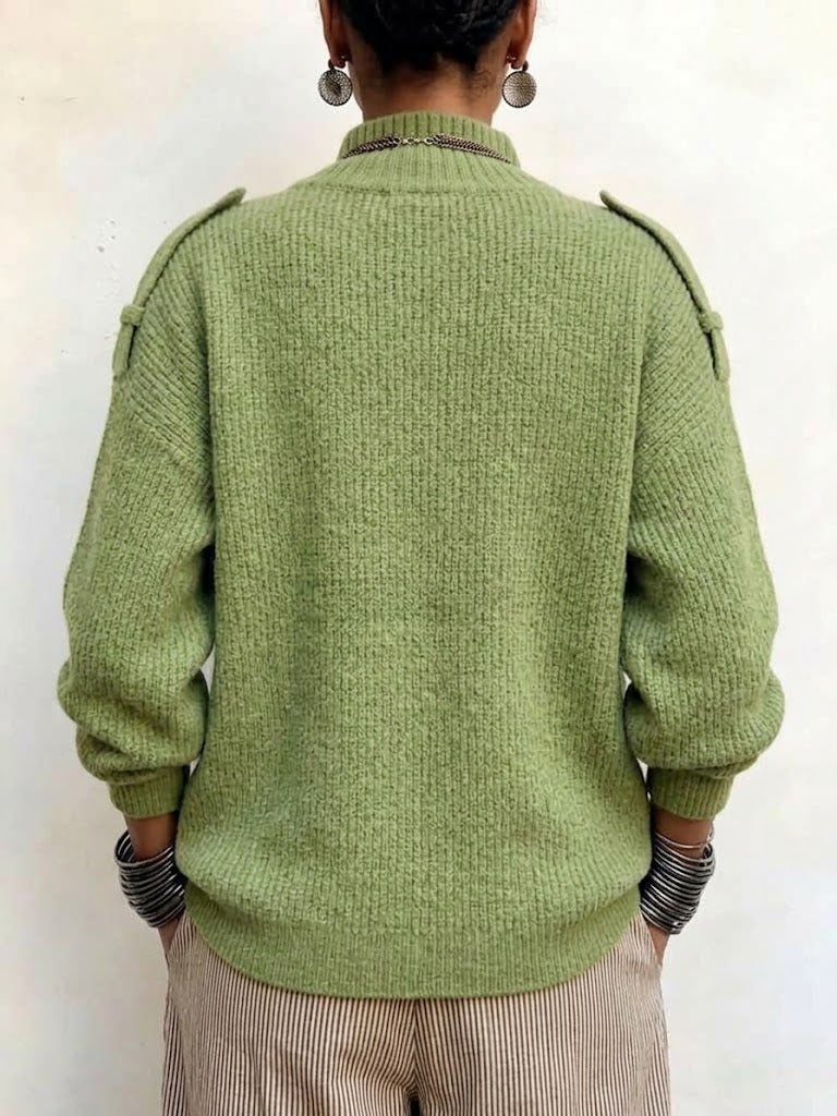 Asymmetric-button Loose Knit Cardigan