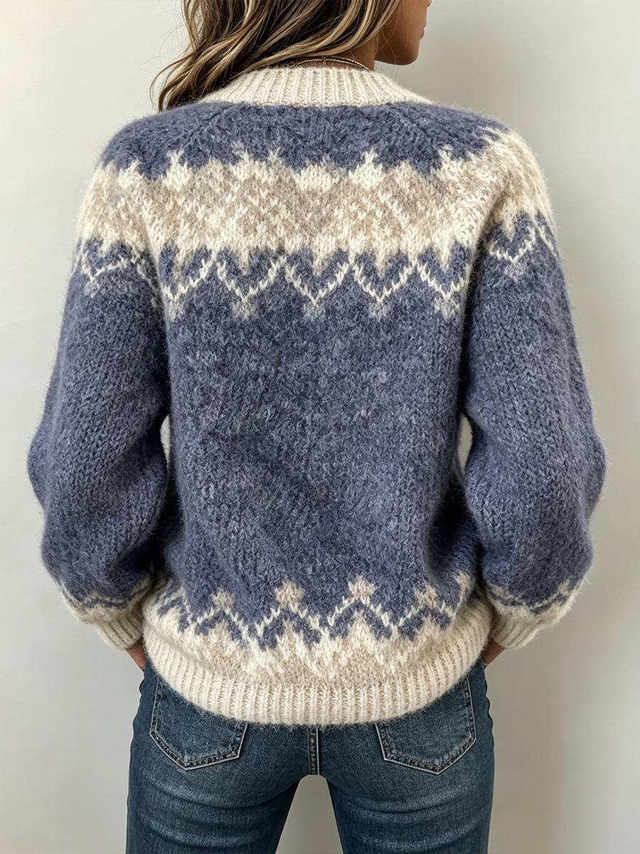 Casual Fair Isle V-neck Knit Sweater