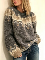 Casual Fair Isle-style Crew-neck Knit Sweater