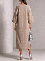 Loose-fit, Straight-cut Pullover Dress With Dropped Shoulders And Three-quarter Sleeves