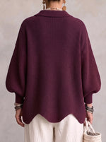 Oversized Collared Knit Cardigan With Large Metal Buttons