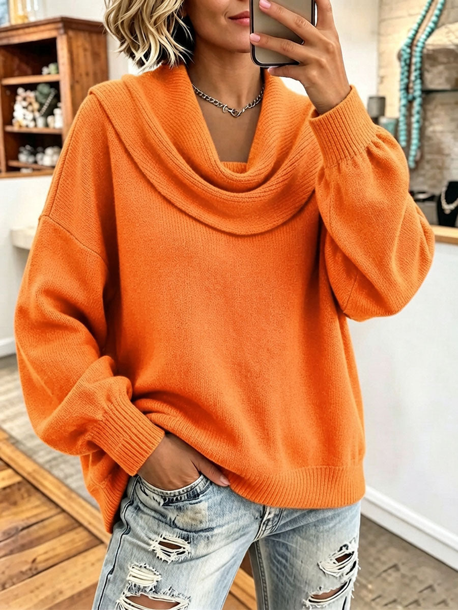 Cozy Stylish Cowl-neck Knitted Sweater