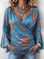 Bohemian Casual Stretch Bell Sleeves Blouse