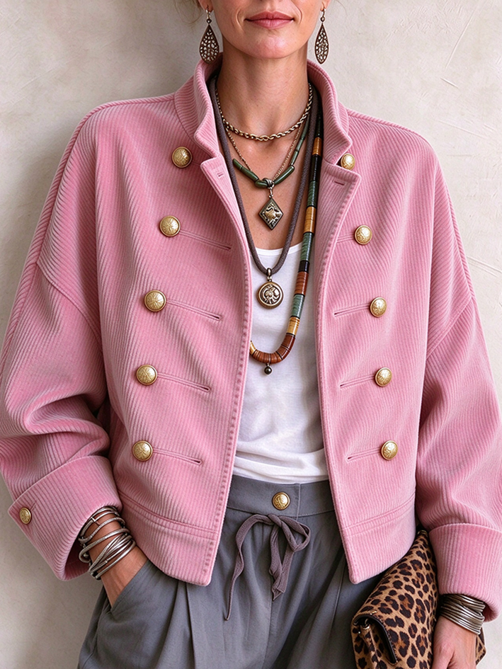Double-breasted Chic Trendy Corduroy Jacket