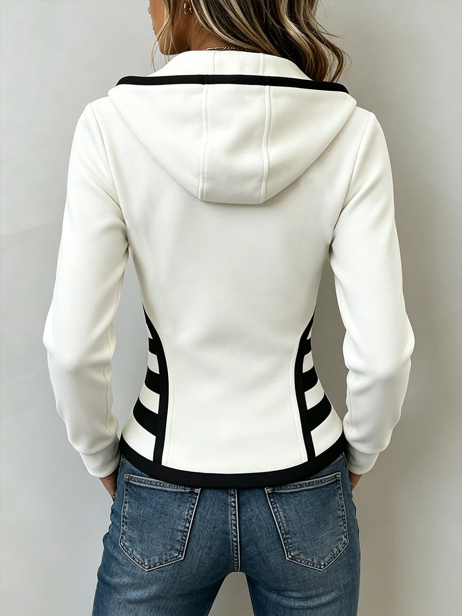 Casual Color-block Zip-up Hoodie