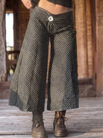 Polka-dot Single-button Cropped Wide-leg Trousers