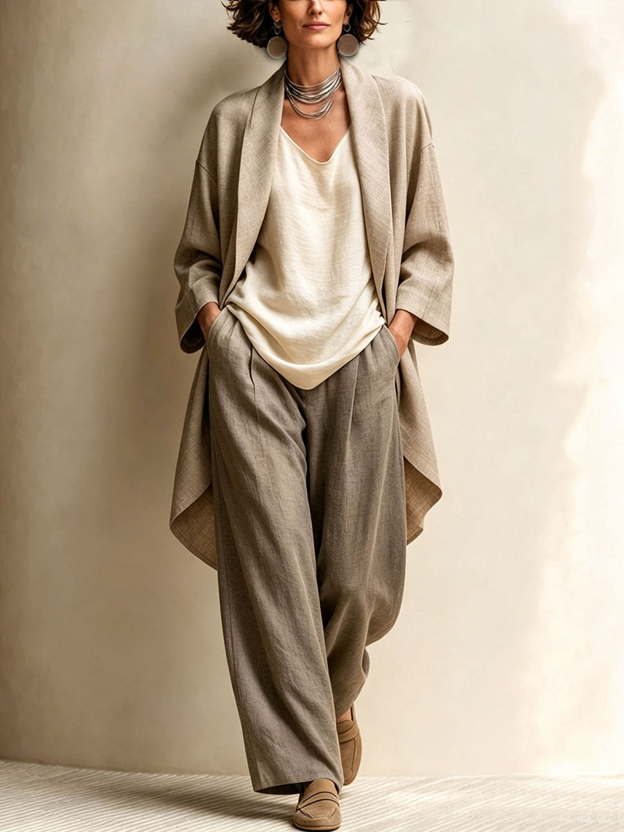 Bohemian Style Casual Cotton And Linen Three-piece Set