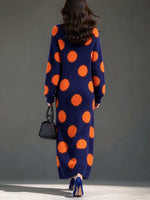 Cozy Polka-dot Wool-blend Knit Midi Skirt With A Soft, Fleecy Feel