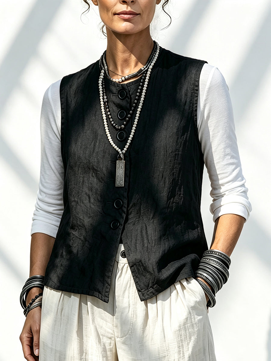 Casual Cotton-linen Blend Sleeveless Tank Top